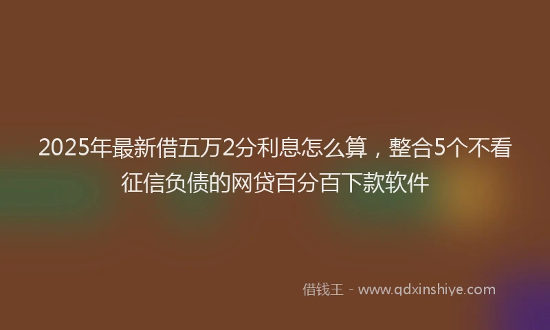 2025年最新借五万2分利息怎么算，整合5个不看征信负债的网贷百分百下款软件
