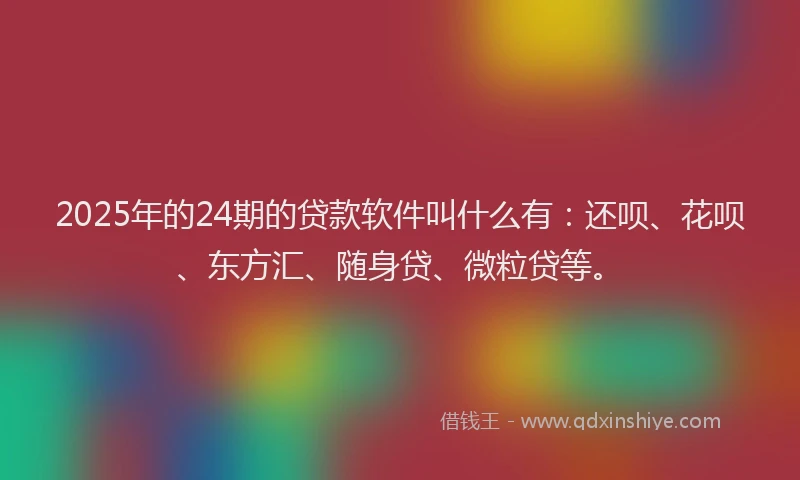 2025年的24期的贷款软件叫什么有：还呗、花呗、东方汇、随身贷、微粒贷等。