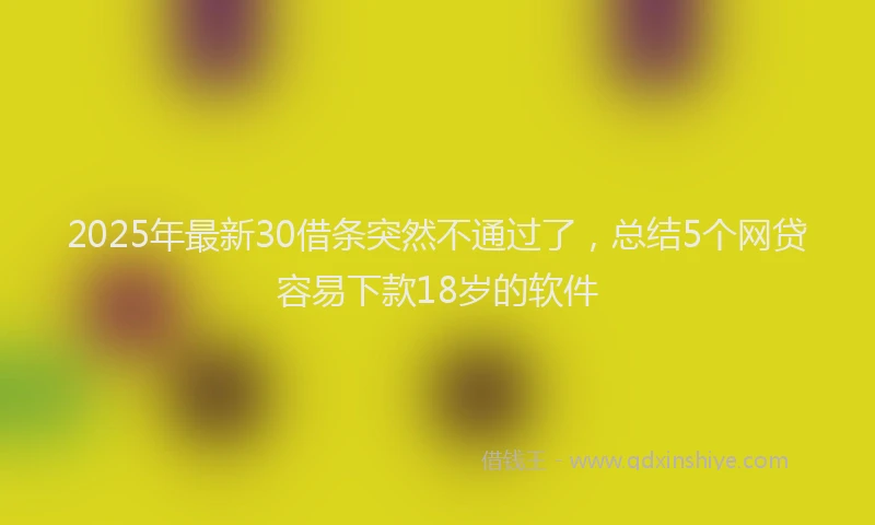 2025年最新30借条突然不通过了，总结5个网贷容易下款18岁的软件