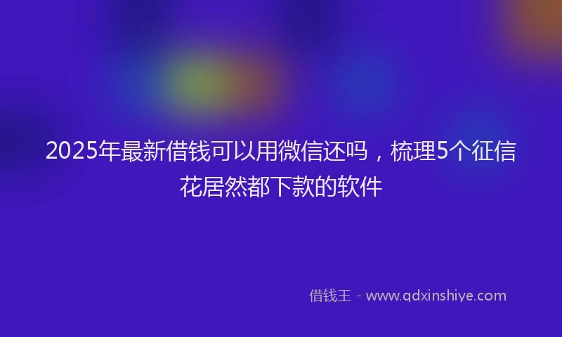 2025年最新借钱可以用微信还吗，梳理5个征信花居然都下款的软件
