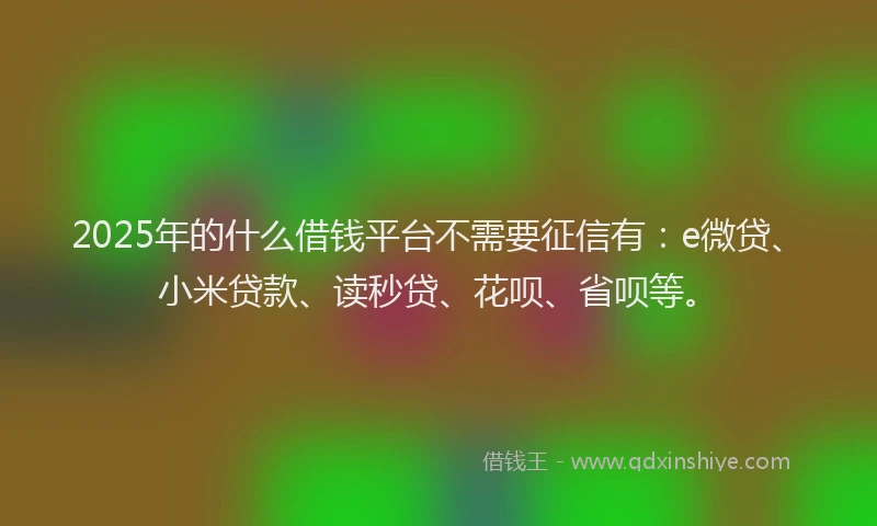 2025年的什么借钱平台不需要征信有：e微贷、小米贷款、读秒贷、花呗、省呗等。