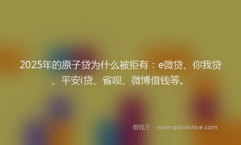 2025年的原子贷为什么被拒有：e微贷、你我贷、平安i贷、省呗、微博借钱等。