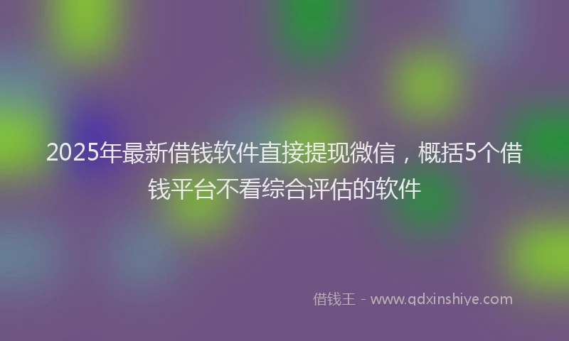 2025年最新借钱软件直接提现微信，概括5个借钱平台不看综合评估的软件