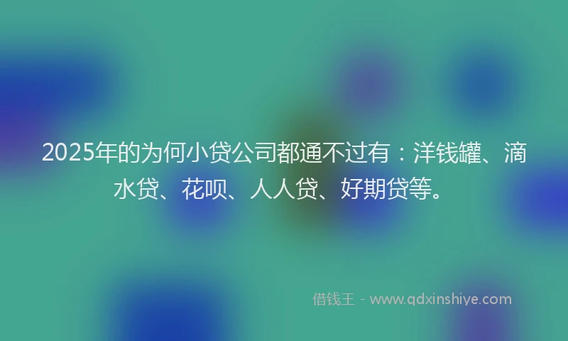 2025年的为何小贷公司都通不过有：洋钱罐、滴水贷、花呗、人人贷、好期贷等。