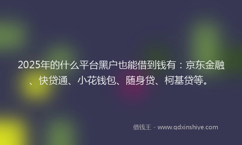 2025年的什么平台黑户也能借到钱有：京东金融、快贷通、小花钱包、随身贷、柯基贷等。