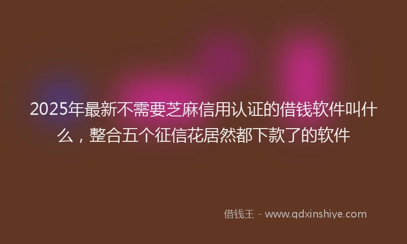2025年最新不需要芝麻信用认证的借钱软件叫什么，整合五个征信花居然都下款了的软件