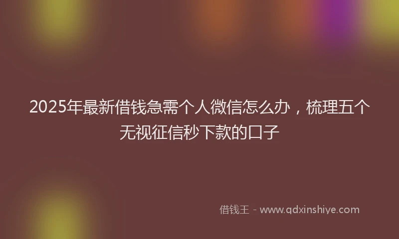 2025年最新借钱急需个人微信怎么办，梳理五个无视征信秒下款的口子