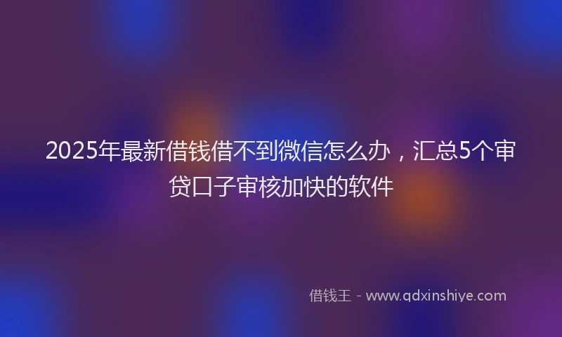 2025年最新借钱借不到微信怎么办，汇总5个审贷口子审核加快的软件