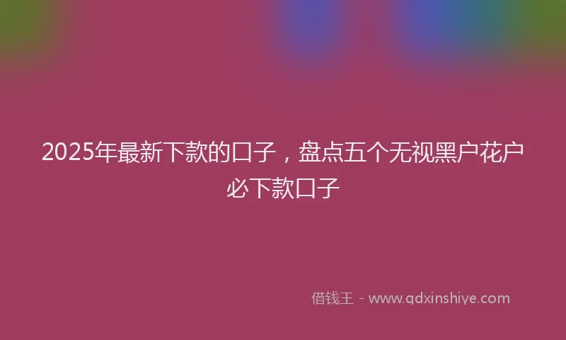 2025年最新下款的口子，盘点五个无视黑户花户必下款口子