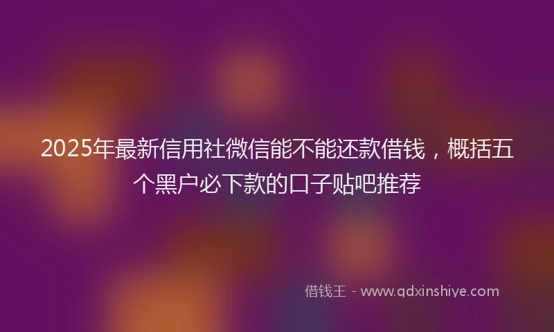 2025年最新信用社微信能不能还款借钱，概括五个黑户必下款的口子贴吧推荐