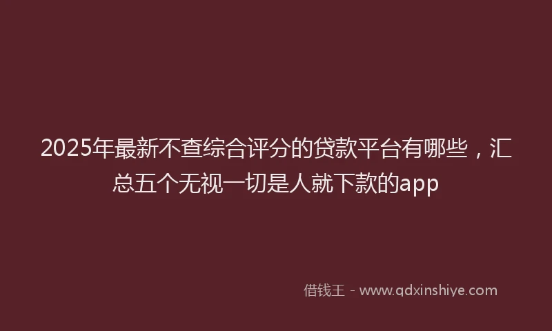 2025年最新不查综合评分的贷款平台有哪些，汇总五个无视一切是人就下款的app