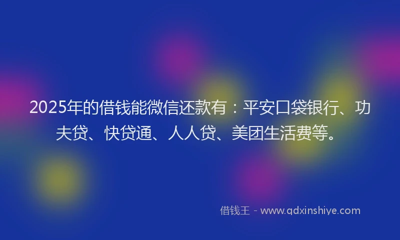 2025年的借钱能微信还款有：平安口袋银行、功夫贷、快贷通、人人贷、美团生活费等。