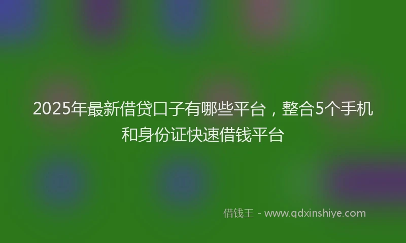2025年最新借贷口子有哪些平台，整合5个手机和身份证快速借钱平台