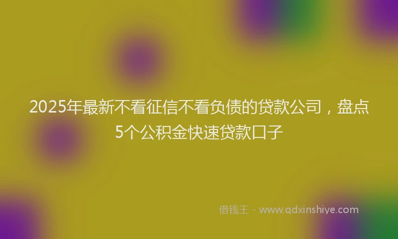 2025年最新不看征信不看负债的贷款公司，盘点5个公积金快速贷款口子