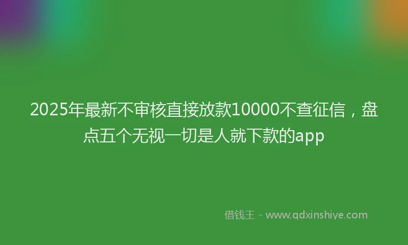 2025年最新不审核直接放款10000不查征信，盘点五个无视一切是人就下款的app