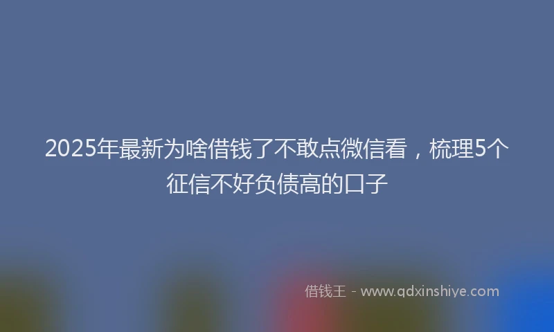 2025年最新为啥借钱了不敢点微信看，梳理5个征信不好负债高的口子