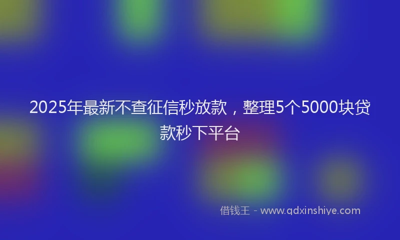 2025年最新不查征信秒放款，整理5个5000块贷款秒下平台