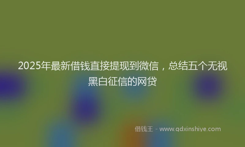2025年最新借钱直接提现到微信，总结五个无视黑白征信的网贷