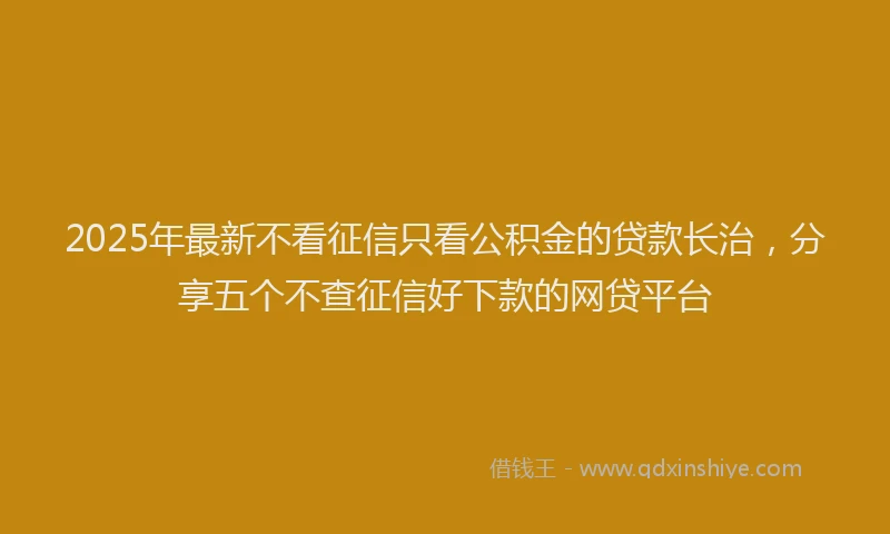 2025年最新不看征信只看公积金的贷款长治，分享五个不查征信好下款的网贷平台