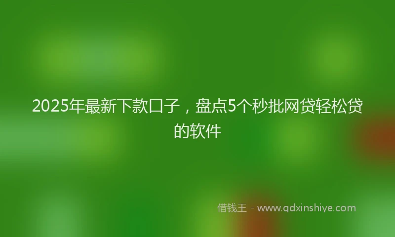 2025年最新下款口子，盘点5个秒批网贷轻松贷的软件