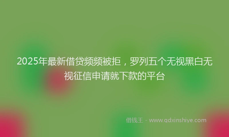 2025年最新借贷频频被拒，罗列五个无视黑白无视征信申请就下款的平台
