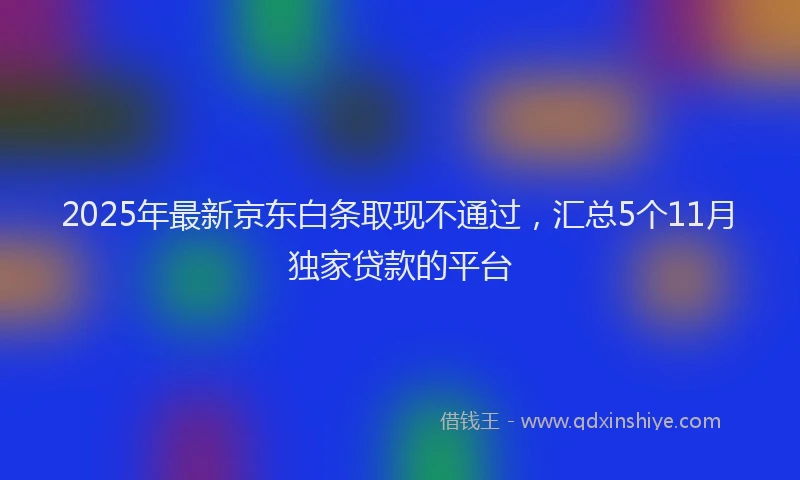 2025年最新京东白条取现不通过，汇总5个11月独家贷款的平台