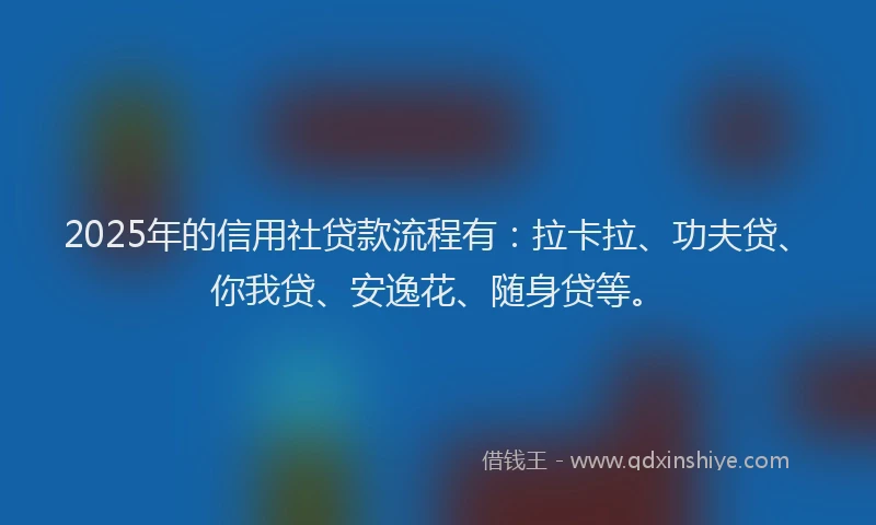 2025年的信用社贷款流程有：拉卡拉、功夫贷、你我贷、安逸花、随身贷等。