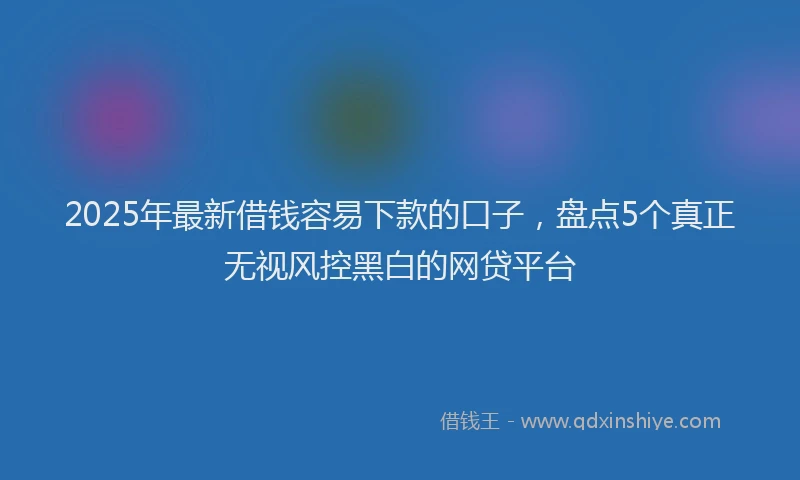 2025年最新借钱容易下款的口子，盘点5个真正无视风控黑白的网贷平台