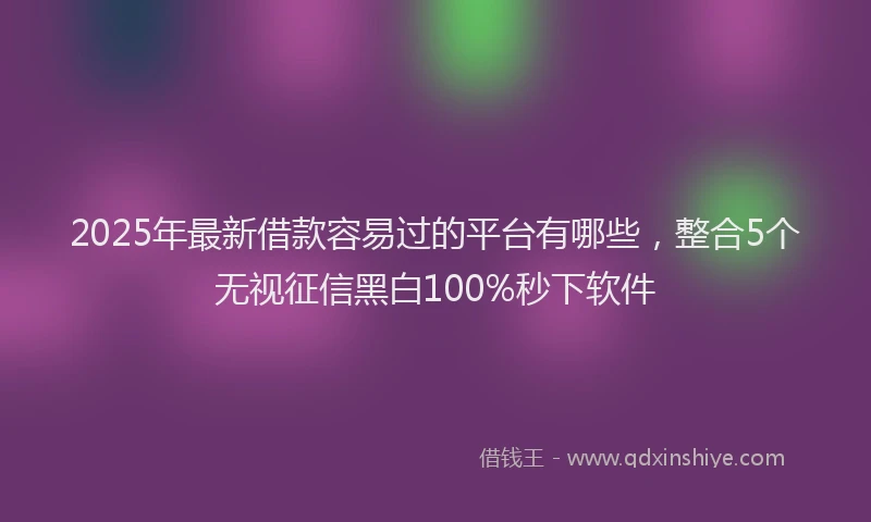 2025年最新借款容易过的平台有哪些，整合5个无视征信黑白100%秒下软件