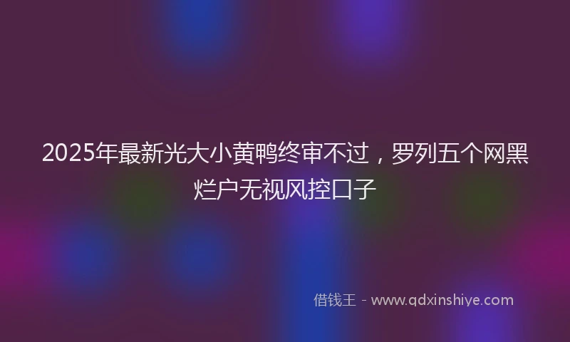 2025年最新光大小黄鸭终审不过，罗列五个网黑烂户无视风控口子