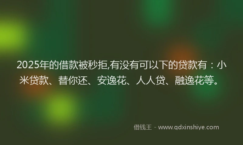 2025年的借款被秒拒,有没有可以下的贷款有：小米贷款、替你还、安逸花、人人贷、融逸花等。