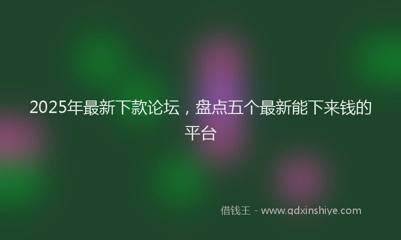 2025年最新下款论坛，盘点五个最新能下来钱的平台