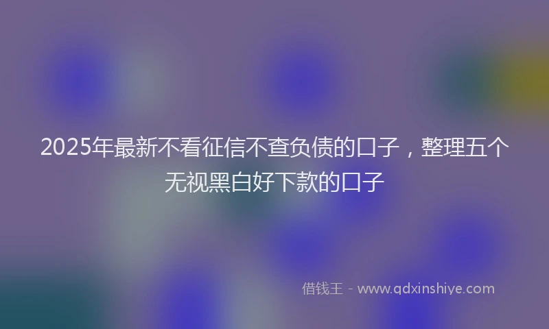 2025年最新不看征信不查负债的口子，整理五个无视黑白好下款的口子