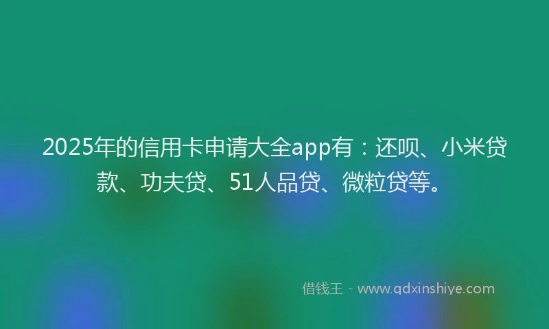 2025年的信用卡申请大全app有：还呗、小米贷款、功夫贷、51人品贷、微粒贷等。