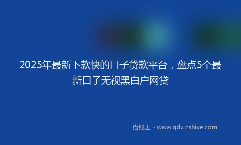 2025年最新下款快的口子贷款平台，盘点5个最新口子无视黑白户网贷
