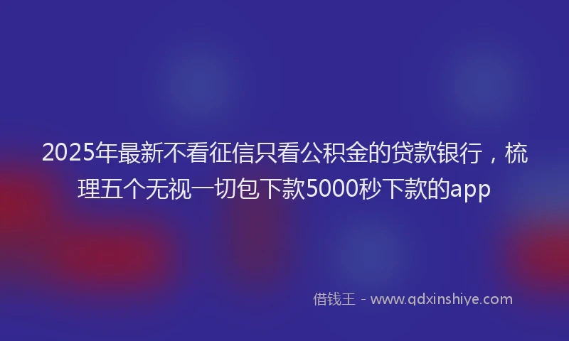 2025年最新不看征信只看公积金的贷款银行，梳理五个无视一切包下款5000秒下款的app