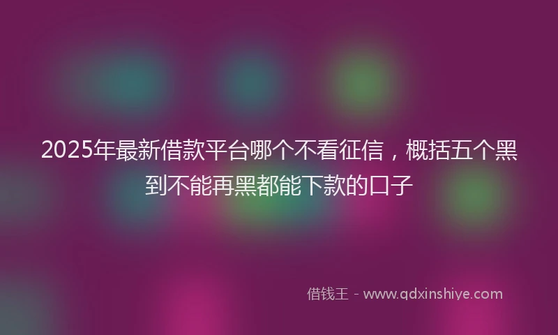 2025年最新借款平台哪个不看征信，概括五个黑到不能再黑都能下款的口子