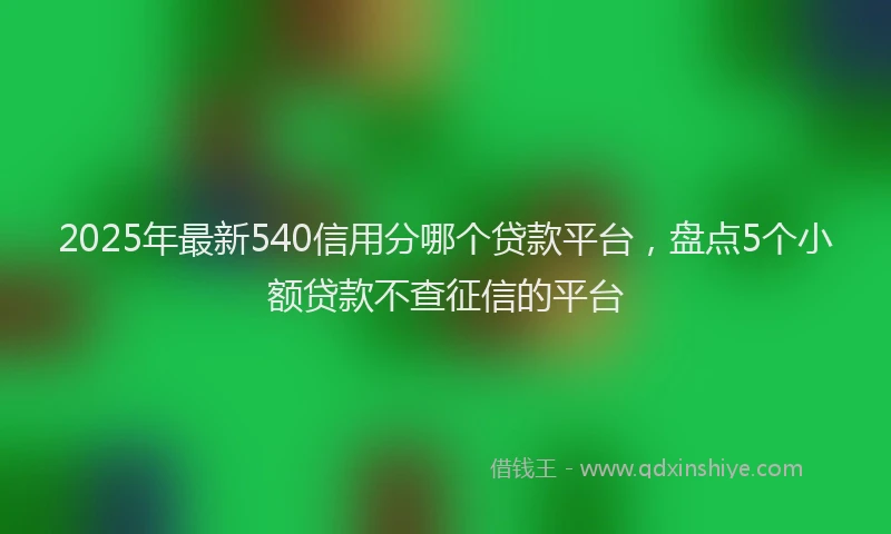 2025年最新540信用分哪个贷款平台，盘点5个小额贷款不查征信的平台