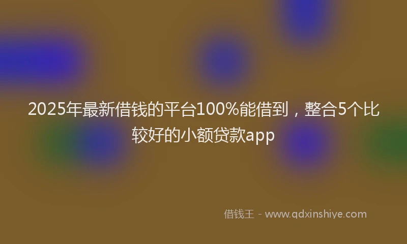 2025年最新借钱的平台100%能借到，整合5个比较好的小额贷款app