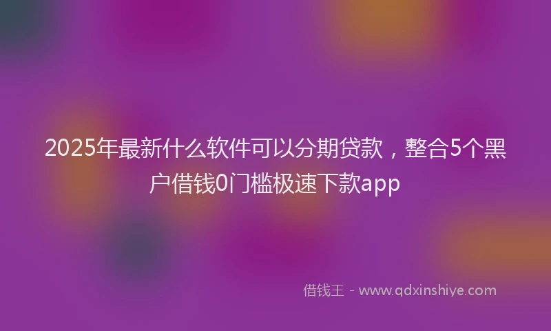 2025年最新什么软件可以分期贷款，整合5个黑户借钱0门槛极速下款app