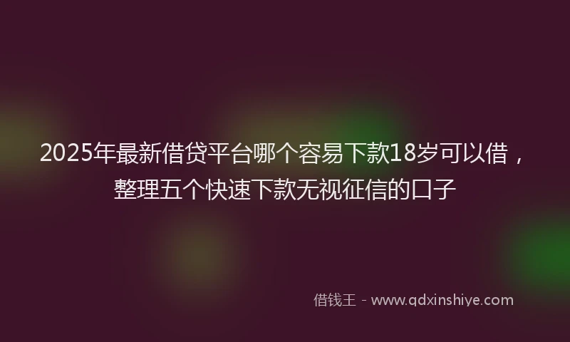 2025年最新借贷平台哪个容易下款18岁可以借，整理五个快速下款无视征信的口子