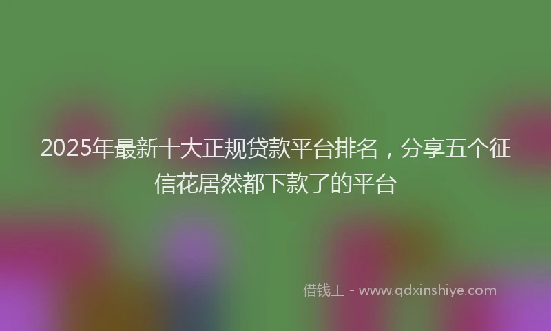 2025年最新十大正规贷款平台排名，分享五个征信花居然都下款了的平台