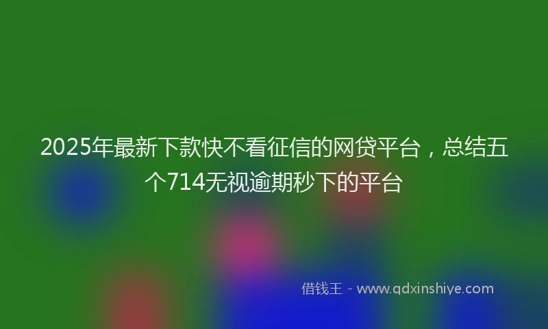 2025年最新下款快不看征信的网贷平台，总结五个714无视逾期秒下的平台