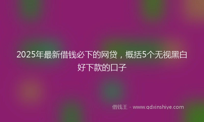 2025年最新借钱必下的网贷，概括5个无视黑白好下款的口子