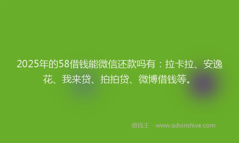 2025年的58借钱能微信还款吗有：拉卡拉、安逸花、我来贷、拍拍贷、微博借钱等。