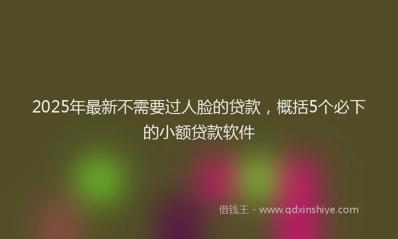 2025年最新不需要过人脸的贷款，概括5个必下的小额贷款软件