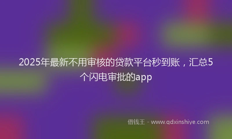 2025年最新不用审核的贷款平台秒到账，汇总5个闪电审批的app