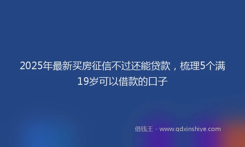 2025年最新买房征信不过还能贷款，梳理5个满19岁可以借款的口子