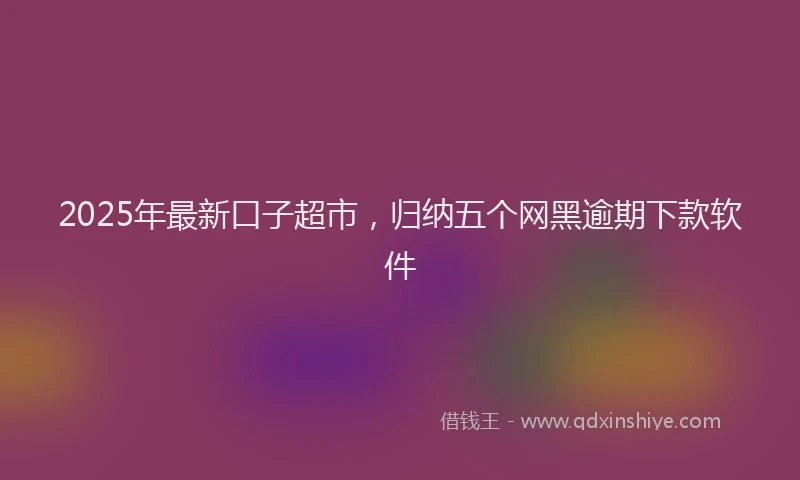 2025年最新口子超市，归纳五个网黑逾期下款软件