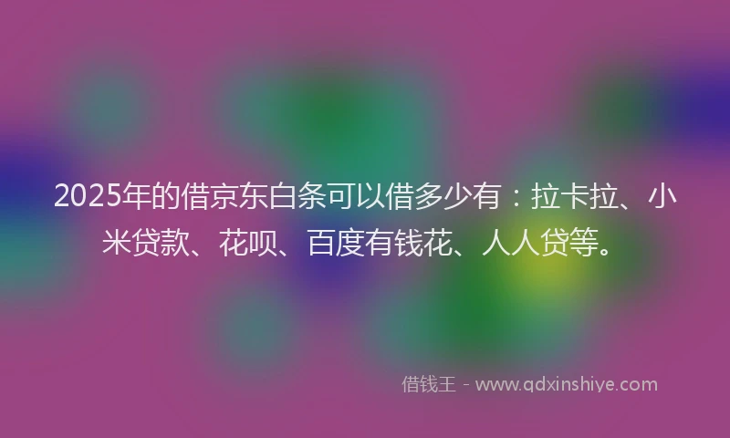 2025年的借京东白条可以借多少有：拉卡拉、小米贷款、花呗、百度有钱花、人人贷等。